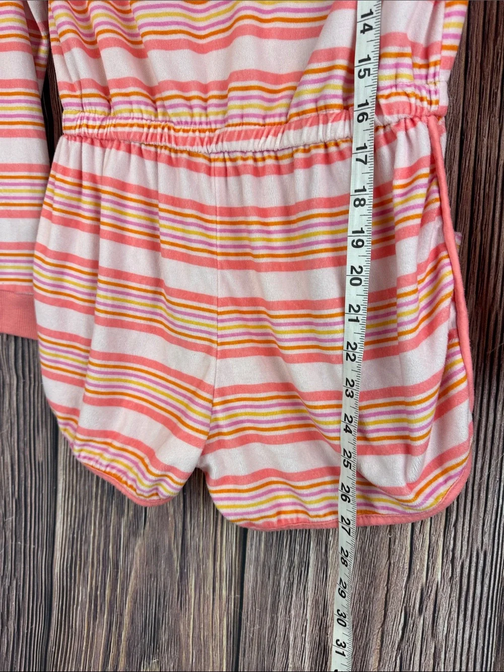 Cat & Jack Pink Striped Hooded Swim Romper with Heart Patch